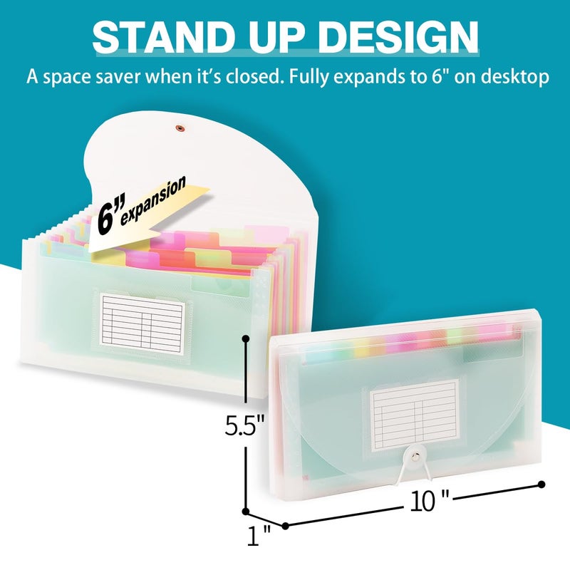 H4D Check Size 13 Pocket Expanding File Folder, Accordion File Organizer Wallet Case for Coupon Receipt Storage, 10 x 5.5 inches, Rainbow Color - Image 2