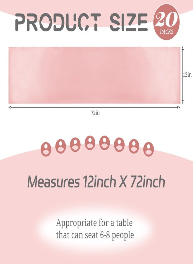 Lykoow 20 Pack Satin Table Runner 12 x 72 Inch Rose Gold Table Runner fit Rectange and Round Table,Long Premium Satin Silk Table Runners for Wedding,Birthday Banquets Engagements Party Decoration - Image 2