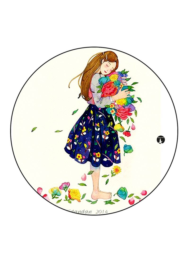 Girl Printed Mouse Pad Round  Multicolour