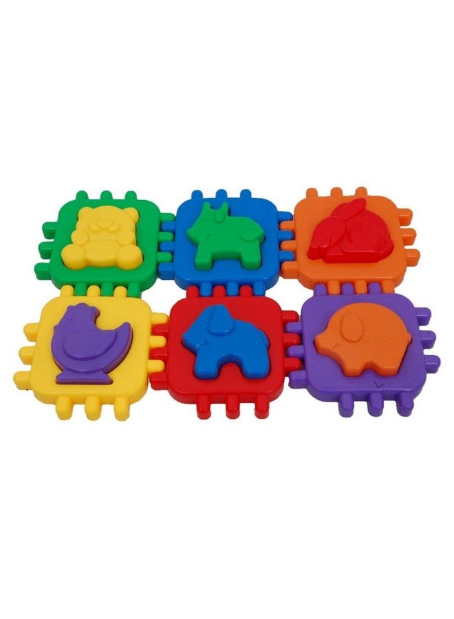 Ratna's Educational Nursery Cube for Kids. 6 Animal Moulds with Interlocking Cube - Image 2