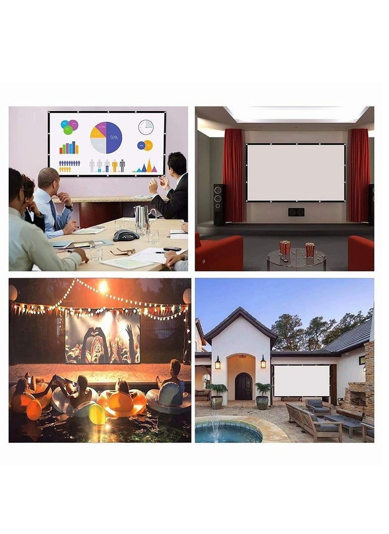 4K Movie Projector Screen 16:9 HD Foldable and Portable Anti-Crease Indoor Outdoor Projection Double Sided Video Projector Screen for Home, Party, Office, Classroom