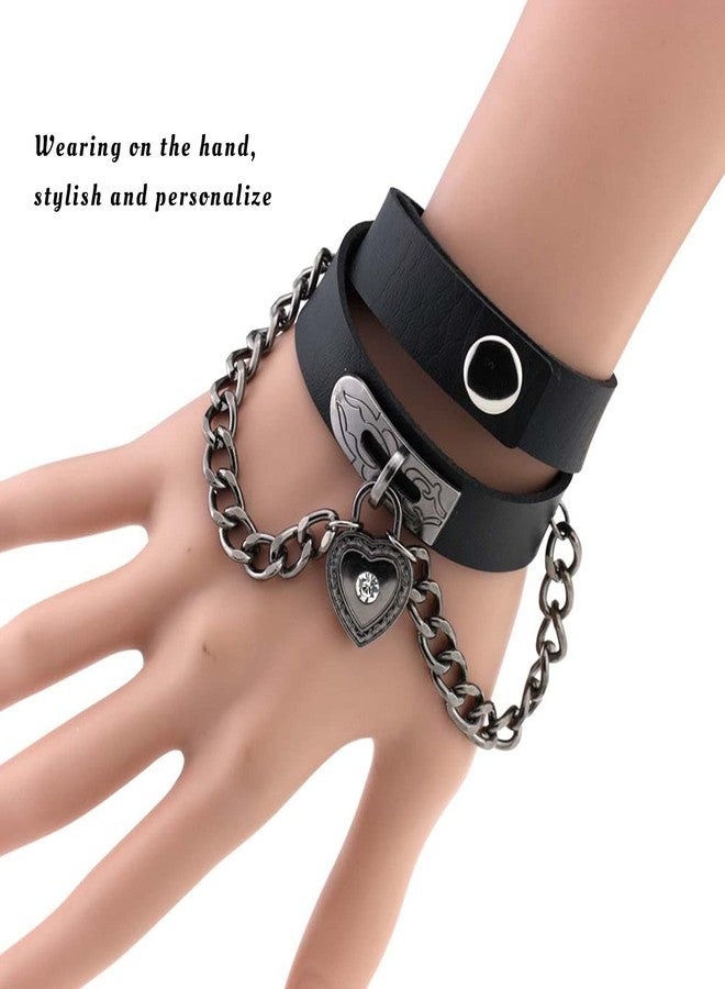 Olbye Black Heart Lock Choker Necklace, Women's Gothic PU Leather Collar Necklace, 15 inches, #1 Heart Lock - Image 4