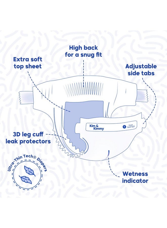 Kim & Kimmy Eco Diapers, Size 5, 26-38 lbs, 44 Diapers - 12 Hour Leak Protection, No Rashes, Hypoallergenic, Ultra-Soft & Highly Absorbent - Cruelty Free & Vegan - Zebra - Image 4