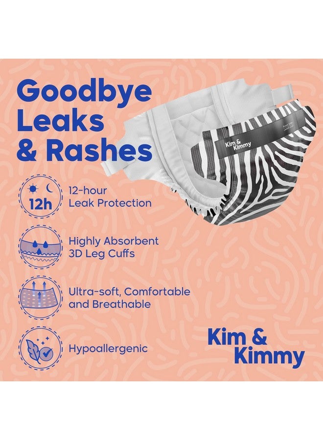 Kim & Kimmy Eco Diapers, Size 5, 26-38 lbs, 44 Diapers - 12 Hour Leak Protection, No Rashes, Hypoallergenic, Ultra-Soft & Highly Absorbent - Cruelty Free & Vegan - Zebra - Image 2