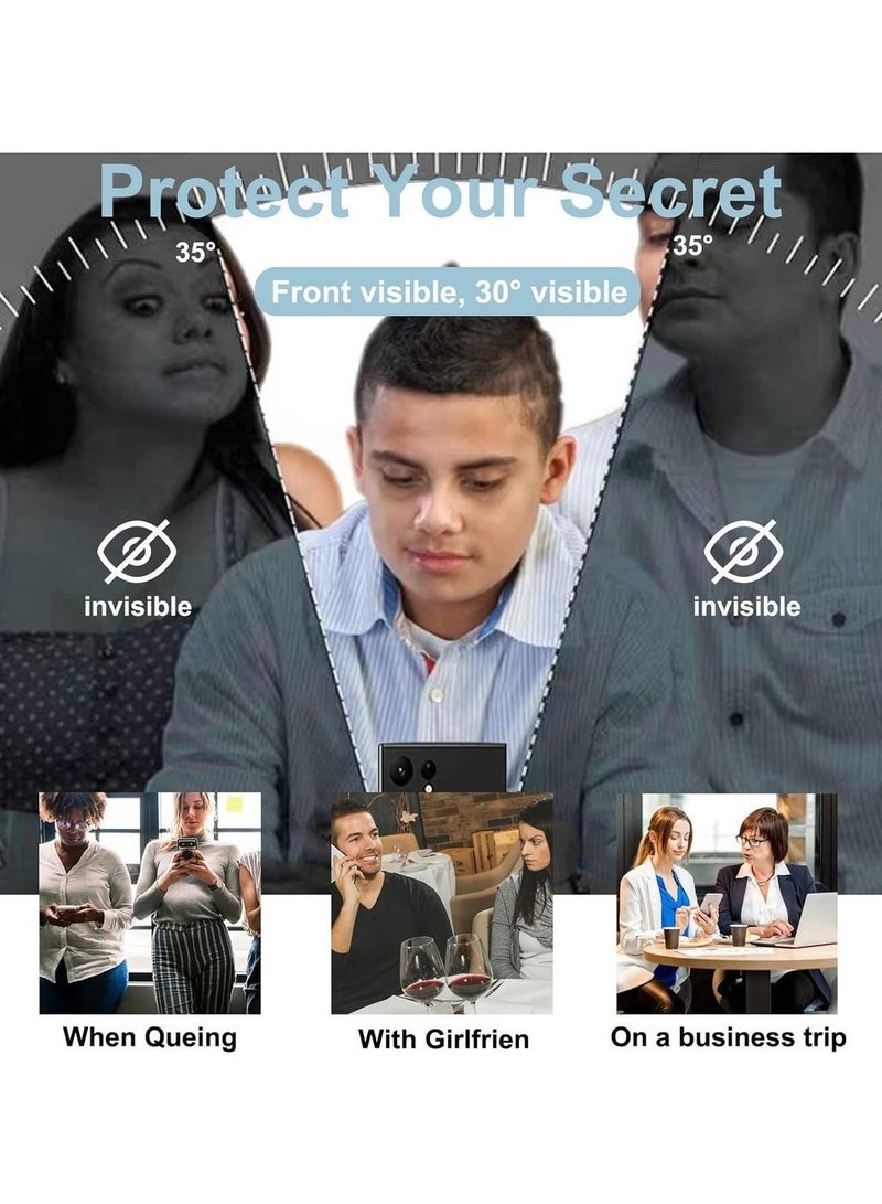 حماية شاشة خصوصية فائقة 2 عبوة لجهاز S22 Ultra - زجاج مقسى أسود مضاد للتجسس بصلابة 9H HD لجهاز سامسونج ألترا 5G 6 8" تغطية كاملة ثلاثية الأبعاد - Image 3