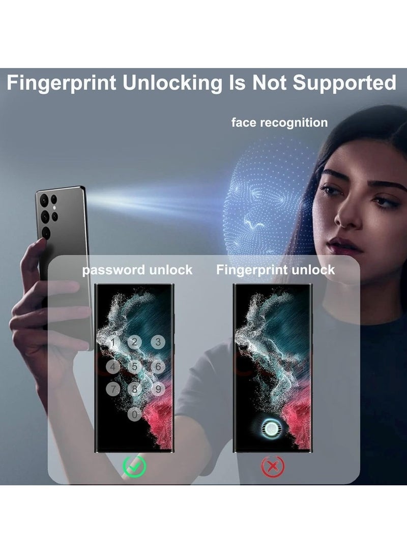 حماية شاشة خصوصية فائقة 2 عبوة لجهاز S22 Ultra - زجاج مقسى أسود مضاد للتجسس بصلابة 9H HD لجهاز سامسونج ألترا 5G 6 8" تغطية كاملة ثلاثية الأبعاد - Image 4