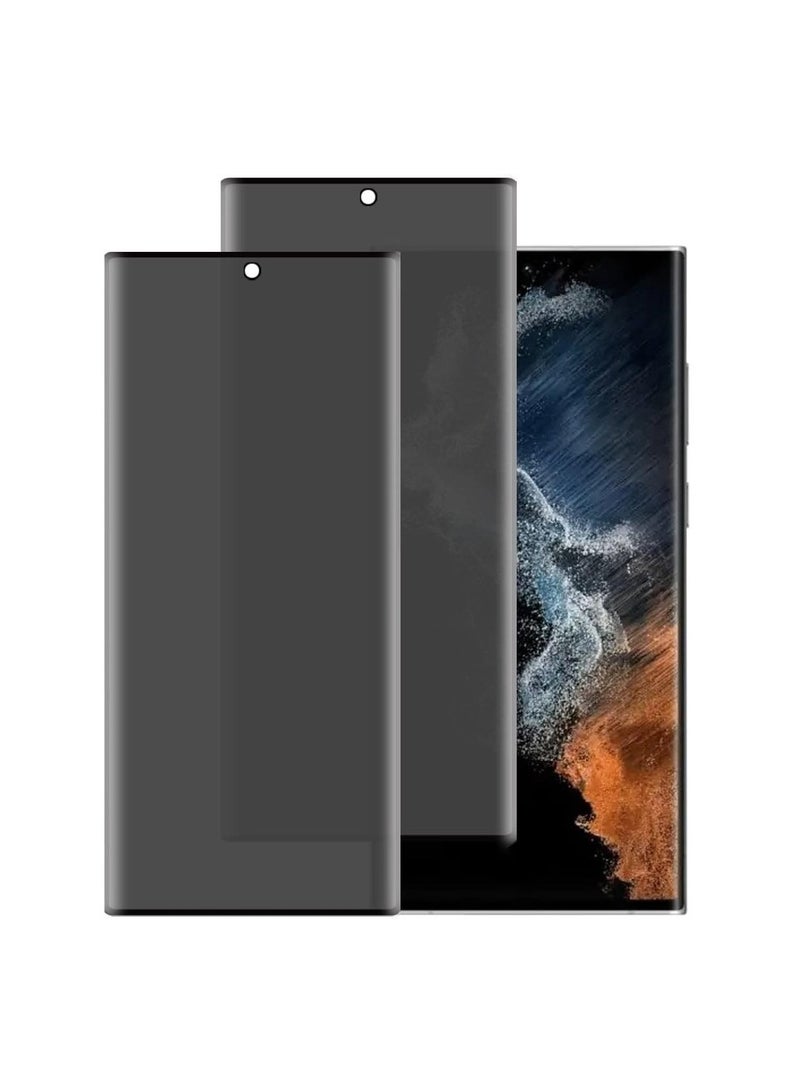 حماية شاشة خصوصية فائقة 2 عبوة لجهاز S22 Ultra - زجاج مقسى أسود مضاد للتجسس بصلابة 9H HD لجهاز سامسونج ألترا 5G 6 8" تغطية كاملة ثلاثية الأبعاد - Image 1