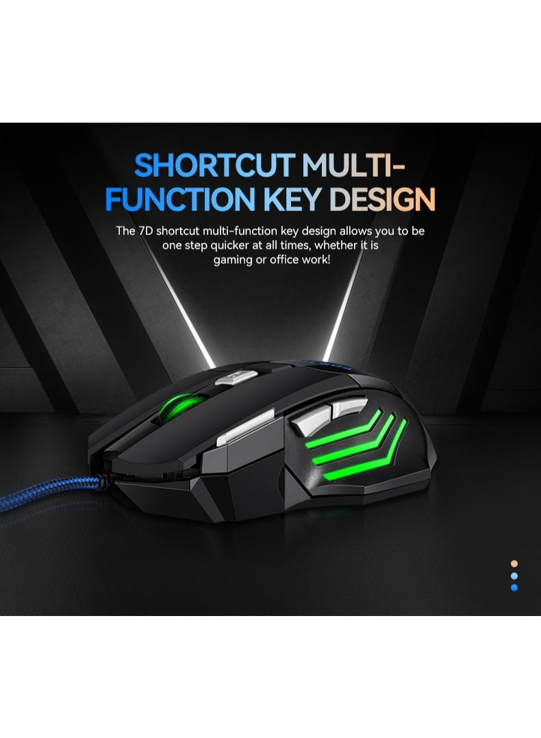 T-WOLF M1 high-performance 2400dpi 7D wired gaming mouse with 7 RGB backlights and 3D style, suitable for gamers and laptops, high-performance mouse - Image 4
