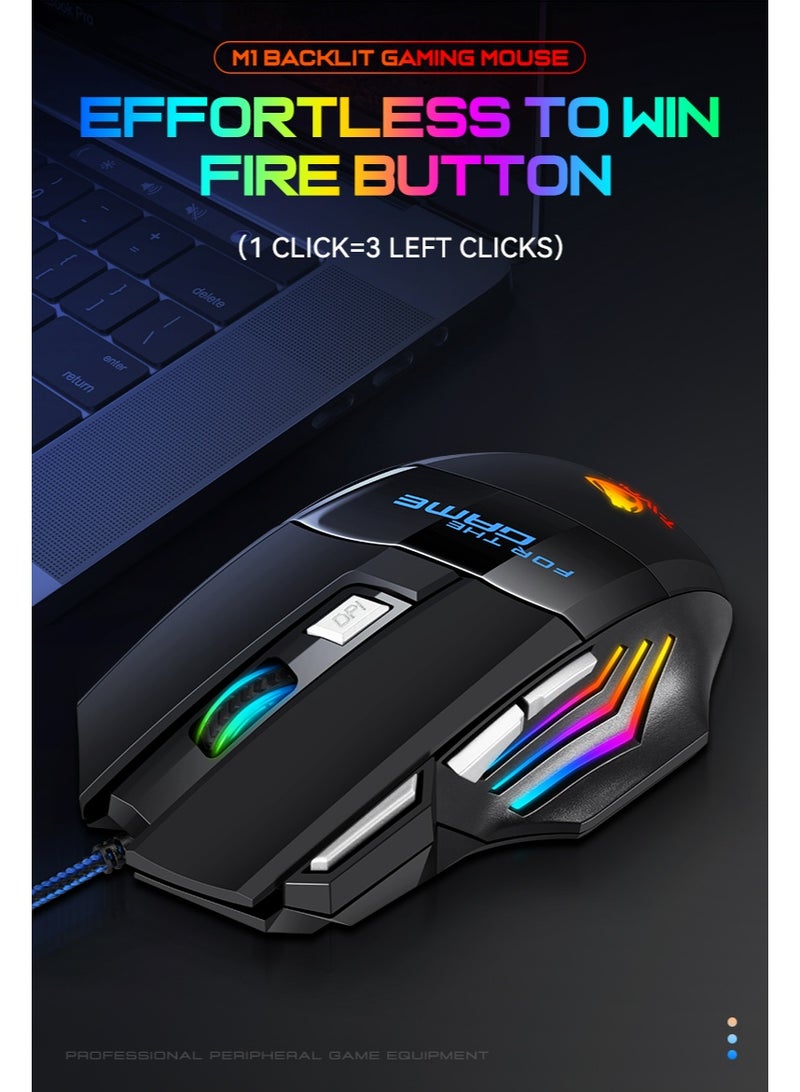 T-WOLF M1 high-performance 2400dpi 7D wired gaming mouse with 7 RGB backlights and 3D style, suitable for gamers and laptops, high-performance mouse - Image 5