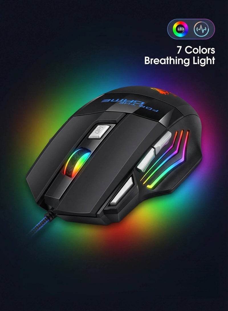 T-WOLF Gaming mouse wired mouse high-performance 2400dpi 7D wired gaming mouse, equipped with 7-color led backlight and 3D style, suitable for gamers and laptops, high-performance mouse - Image 3