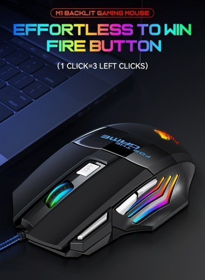 T-WOLF Gaming mouse wired mouse high-performance 2400dpi 7D wired gaming mouse, equipped with 7-color led backlight and 3D style, suitable for gamers and laptops, high-performance mouse - Image 2