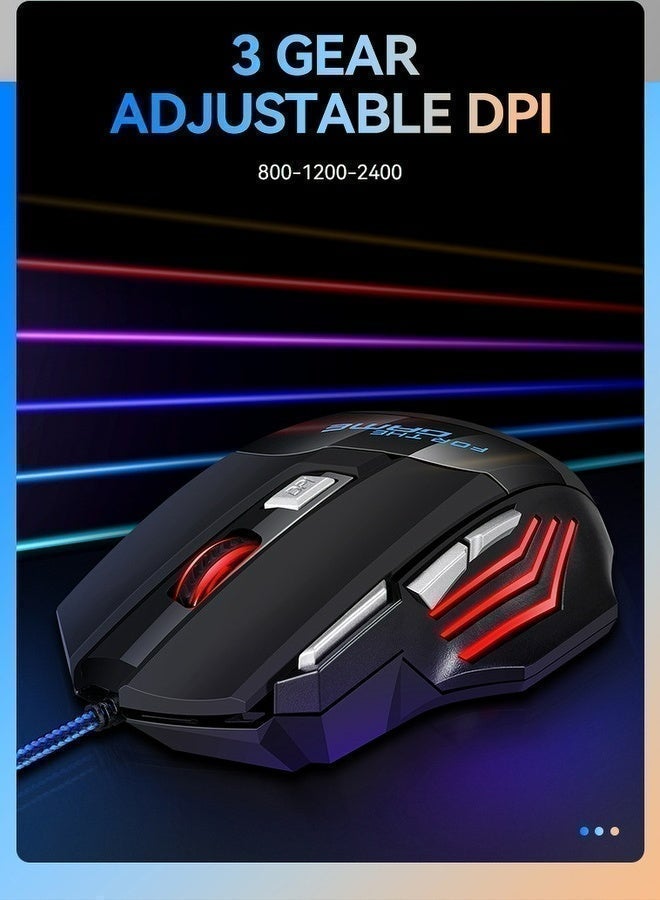 T-WOLF Gaming mouse wired mouse high-performance 2400dpi 7D wired gaming mouse, equipped with 7-color led backlight and 3D style, suitable for gamers and laptops, high-performance mouse - Image 4
