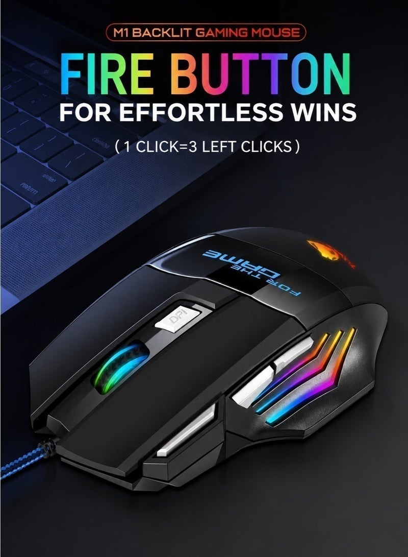 T-WOLF Gaming mouse wired mouse high-performance 2400dpi 7D wired gaming mouse, equipped with 7-color led backlight and 3D style, suitable for gamers and laptops, high-performance mouse - Image 2