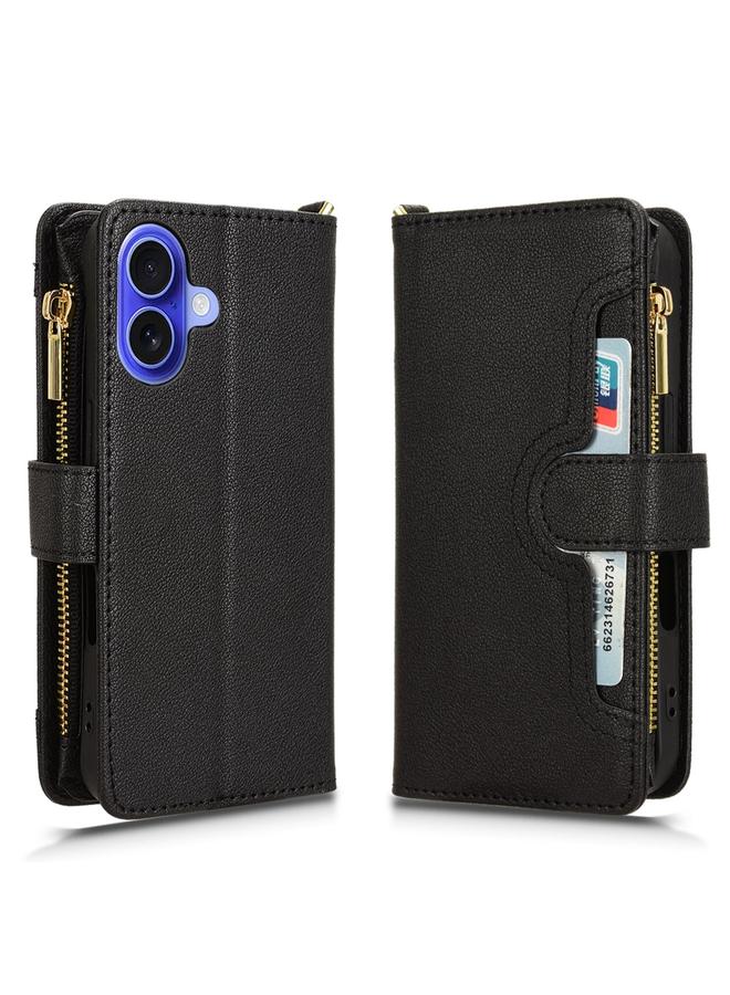 S-TOP Case For iPhone 16 Litchi Texture Zipper Leather Phone Case - Image 2