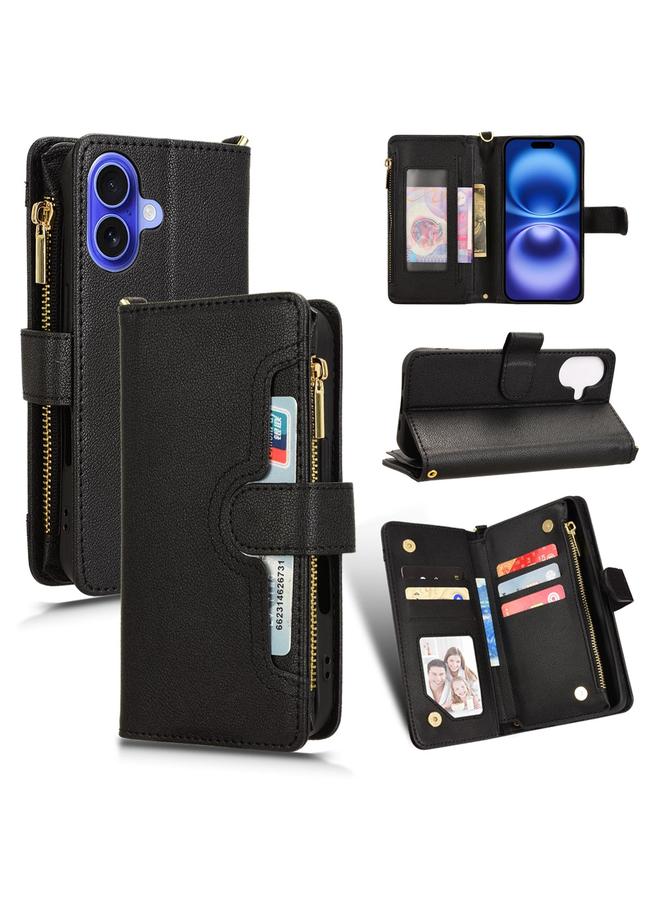 S-TOP Case For iPhone 16 Litchi Texture Zipper Leather Phone Case - Image 1