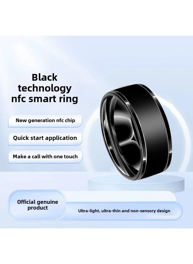 Generic NFC Access Card Bus Card Ring Android IOS Temperature Magic Ring Smart Black Technology Ins Waterproof Ring-Color:[waterproof Ring] Black No. 11 Finger Circumference 64.6mm  - Image 1