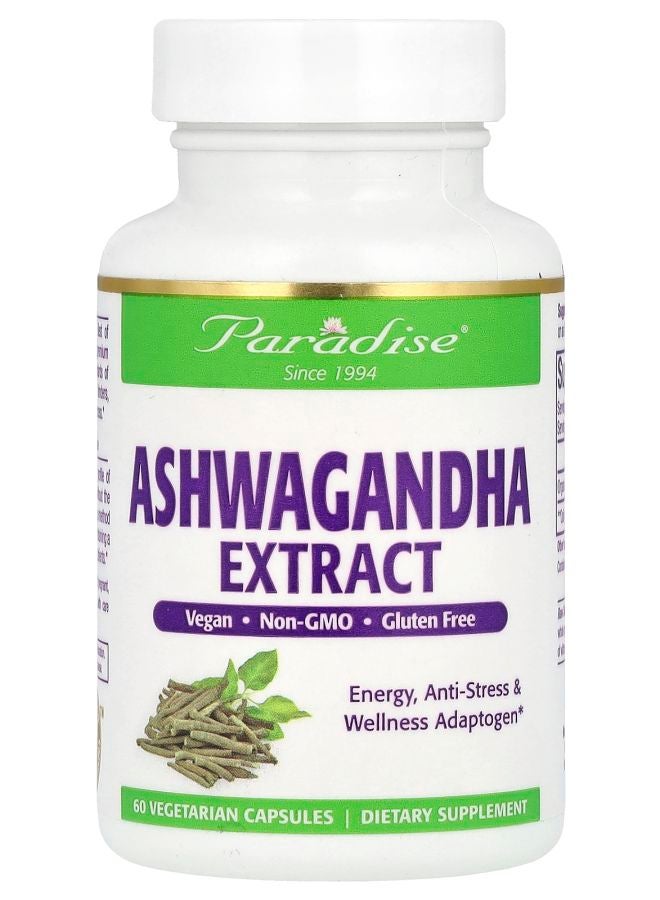 Paradise Herbs Ashwagandha Extract 60 Vegetarian Capsules