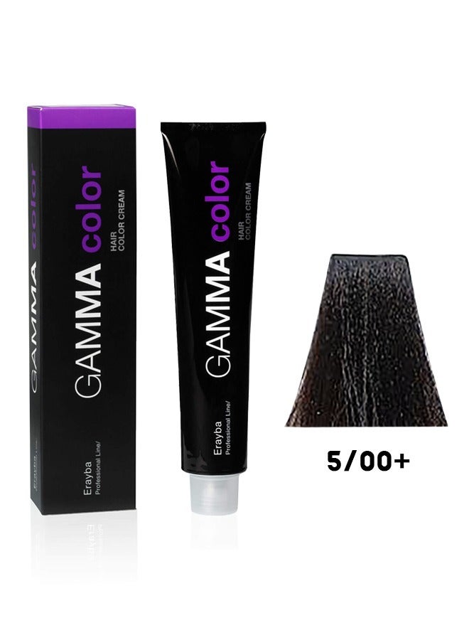 Erayba Gamma Color Permanent Hair Dye100m5/00+ Intense Light Brown - Image 1