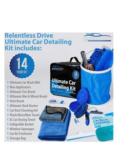 SYOSI Car Wheel Tire Cleaning Brush Set, Car Detailing Kit, 20Pcs Car Detailing Brush Set (Wheels Brush, Rim Brush, Detailing Brushes, Car Drill Detailing Brushes, Wash Mitt, Wax Pads, Wash Towels)  - Image 2