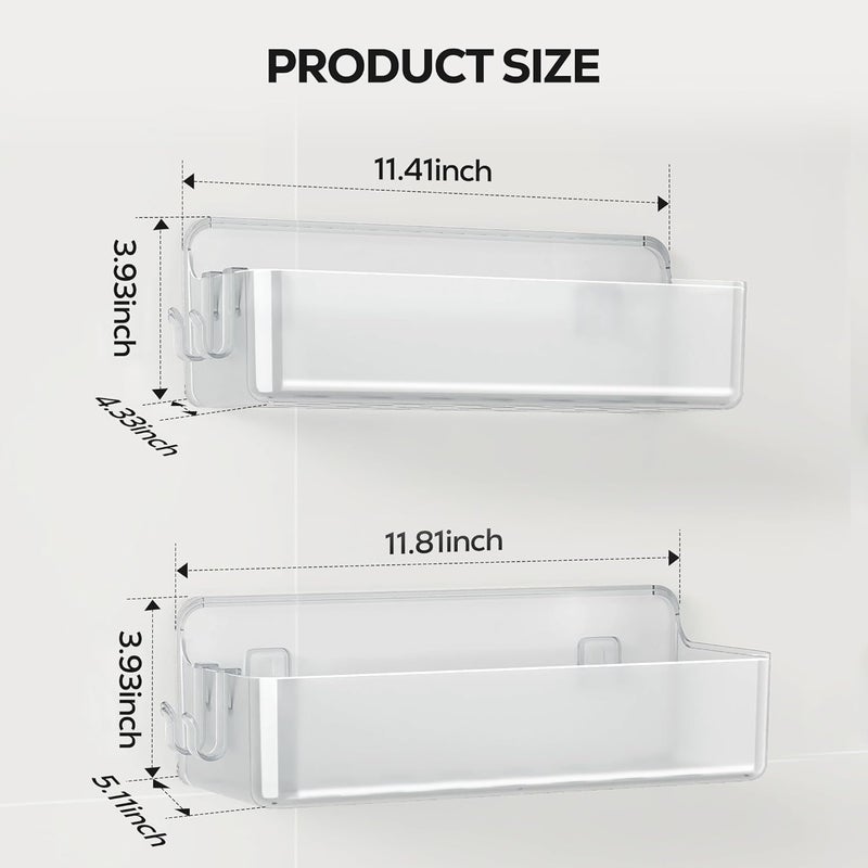 Nieifi Adhesive Wall Shelf, Shower Shelves 2 Pack, Shower Organizer for Bathroom Organization, Clear - Image 2