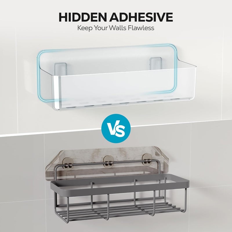 Nieifi Adhesive Wall Shelf, Shower Shelves 2 Pack, Shower Organizer for Bathroom Organization, Clear - Image 4