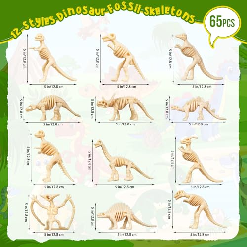 HFKPJRT 65 Pcs Dinosaur Bones for Sandbox Mini Dinosaurs Bones for Kids Mini Dinosaur Skeleton Figures for Science Play Dino Fossil Toys for Dino Sand Dig Party Favor Cake Topper Decoration - Image 5