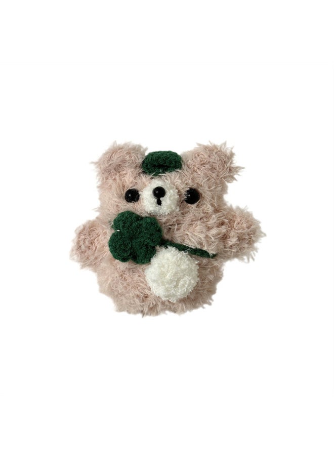 Plush Four-leaf Clover Khakis Bear For Airpods4 For Apple Bluetooth Wireless Earphone Set 1/2/3 Generation Pro2 Women-Color:Plush Four-leaf Clover Khaki Bear Headphone Cover-Applicable Models:Airpods Pro/Airpods Pro2