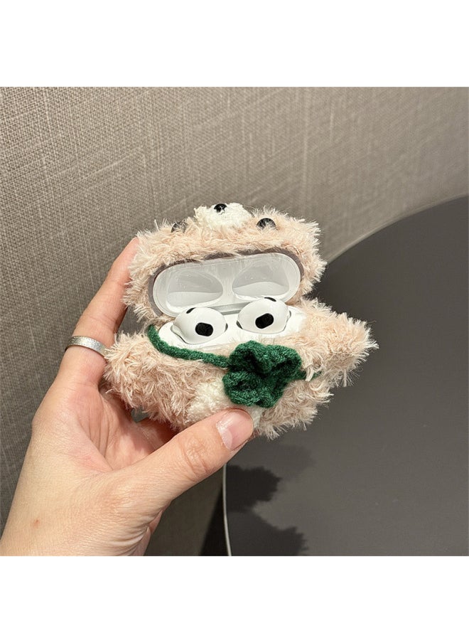 Plush Four-leaf Clover Khakis Bear For Airpods4 For Apple Bluetooth Wireless Earphone Set 1/2/3 Generation Pro2 Women-Color:Plush Four-leaf Clover Khaki Bear Headphone Cover-Applicable Models:Airpods Pro/Airpods Pro2