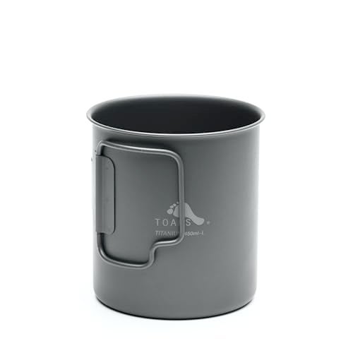 TOAKS Ultralight 450ml Titanium Cup – Camping Mug with Foldable Handles, 48g, Backpacking & Hiking Gear - Image 2