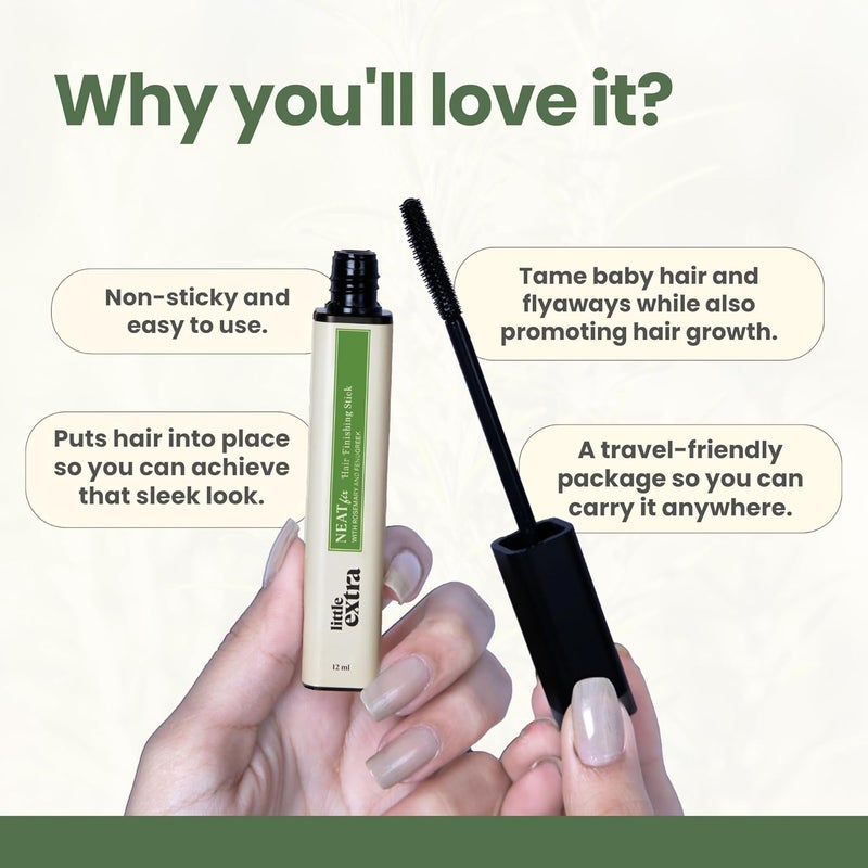 Little Extra Neat Fix Hair Finishing Stick Tame Frizz Flyaways Baby Hairs Hair Fixing Styling Gel with Rosemary Fenugreek TravelFriendly NonGreasy NonSticky No Parabens Silicones - Image 2