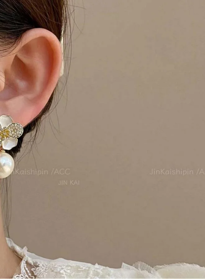 تايك تو أقراط رائعة بتصميم زهور ولؤلؤ صناعي