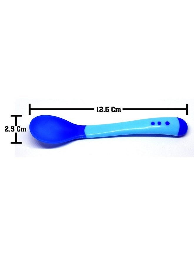 The Little Lookers Silicone Baby Feeding Spoons Set With Tip Heat Sensitive ; Temperature Sensing Spoons ; Spoon Set For Babies Kids Toddlersblue (Set Of 2)  - Image 4