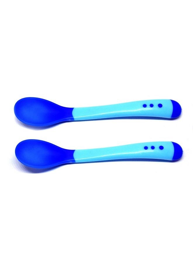 The Little Lookers Silicone Baby Feeding Spoons Set With Tip Heat Sensitive ; Temperature Sensing Spoons ; Spoon Set For Babies Kids Toddlersblue (Set Of 2)  - Image 2