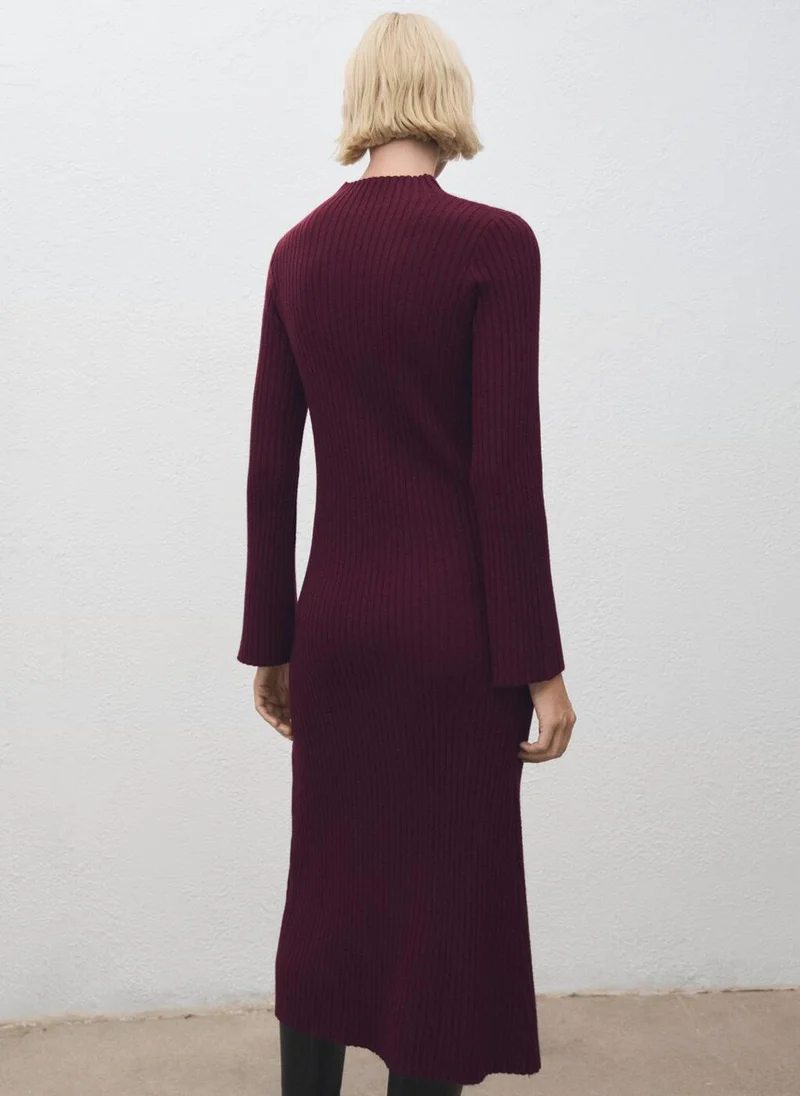 MANGO Perkins-neck ribbed dress