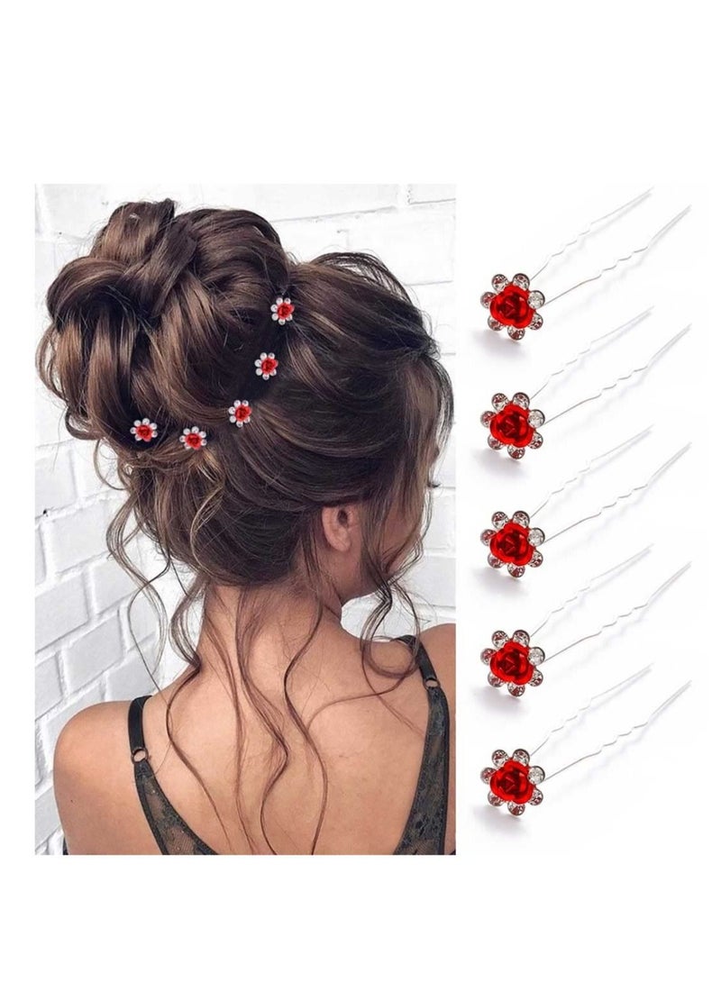 Excefore 20 PCS Chignon, Rose Flower Bobby Pins Metal Floral Hairpins, Hair Pins Vintage Hair Forks Metal Chignon,  Suitable for Brides, Girl, Women, Flower Girl - Image 1