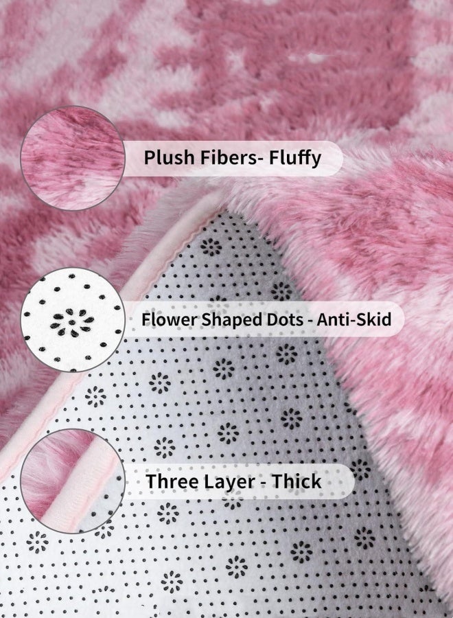 Optico Large Area Rug for Living Room, Tie-Dyed Blush Shaggy Rug Fluffy Throw Carpets, Ultra Soft Plush Modern Indoor Fuzzy Rugs Non-Slip Plush Carpet for Bedroom Girls Kids Nursery Room Dorm Home Decor - Image 2