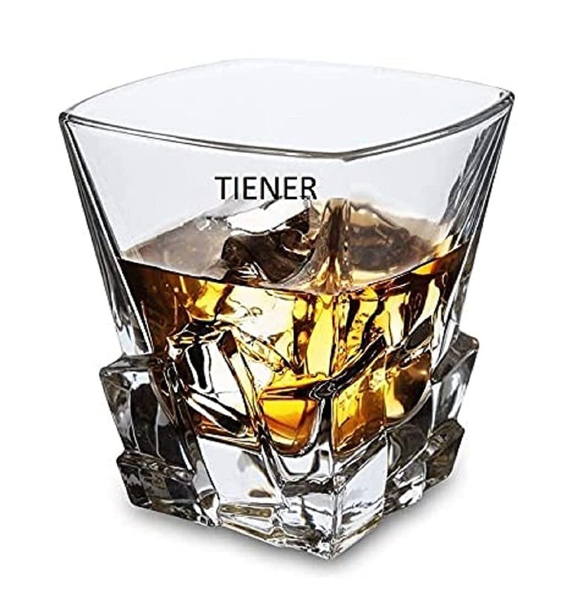TIENER Timeless European Crystal Whiskey Glasses Set Pcs- 355 Ml Bar Glass for Drinking Bourbon, Whisky, Scotch, Cocktails, Cognac- Old Fashioned Cocktail Tumblers (Set of 2) - Image 4