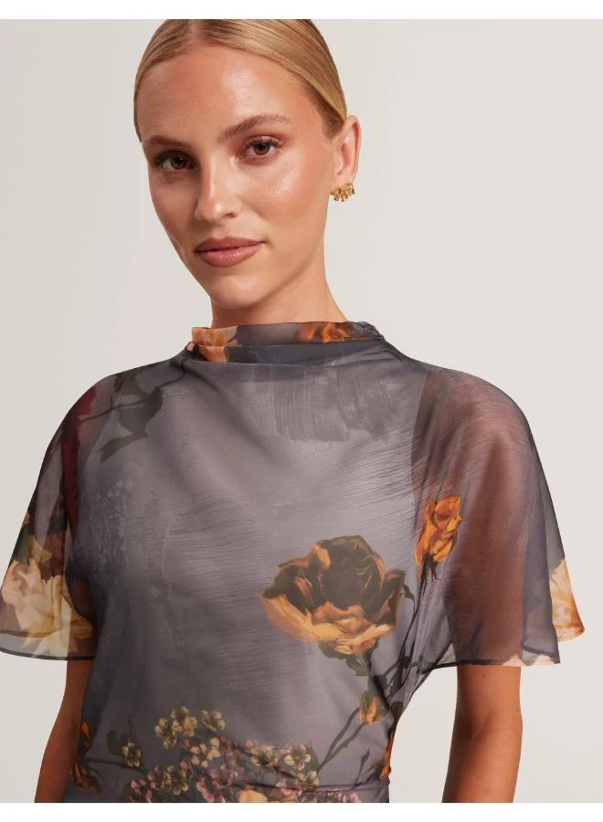 Ted Baker  Printed Drape Neck Midi Dress for Women | Best Price UAE