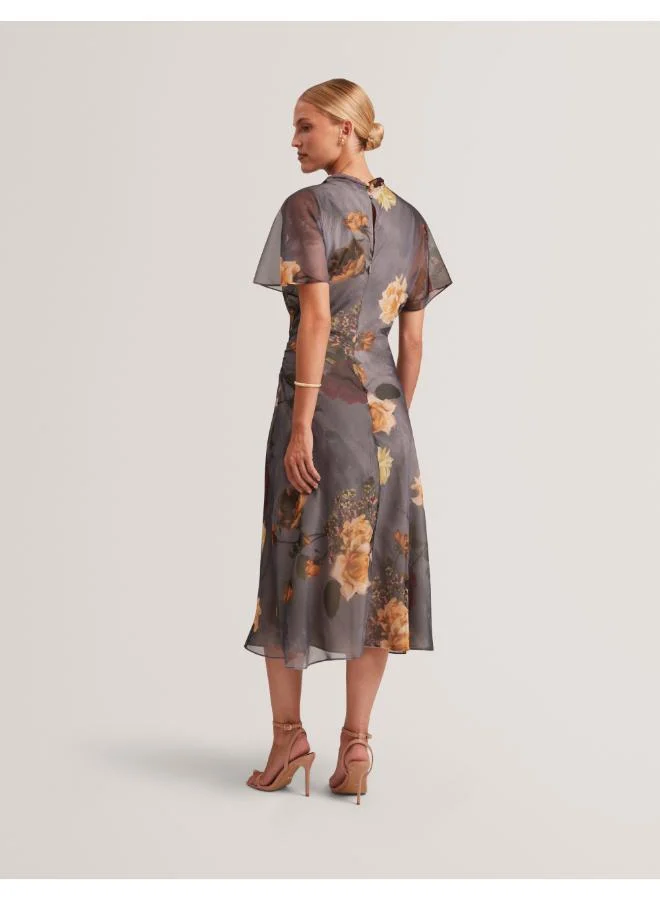 Ted Baker  Printed Drape Neck Midi Dress for Women | Best Price UAE