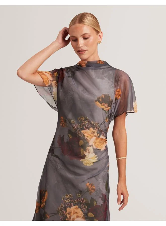 Ted Baker  Printed Drape Neck Midi Dress for Women | Best Price UAE