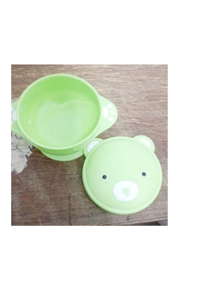 Baby feeding bowl with silicone base and design-cardboard with large capacity, feeding bowl made of materials that keep food warm for small children, one piece green color, from Rana store