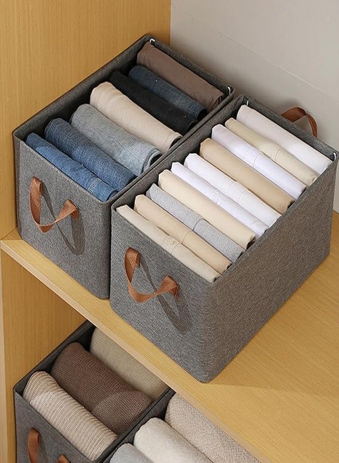 GETZET cloths Organizer Bins, Foldable bins Storage for polyster Boxes With Handles, Clothes, Books, Baskets Office, Bedroom, living room, Shelves, Laundry use 4 pcs - grey. - Image 3