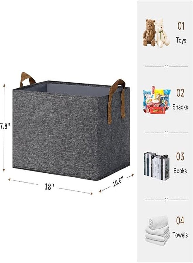 GETZET cloths Organizer Bins, Foldable bins Storage for polyster Boxes With Handles, Clothes, Books, Baskets Office, Bedroom, living room, Shelves, Laundry use 4 pcs - grey. - Image 2