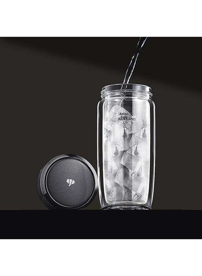 Wanxiang Double-layer Curved Glass Cup With Filter, Uni V270, 360ml Portable Car Tea Infuser Cup, China Gray - Image 2