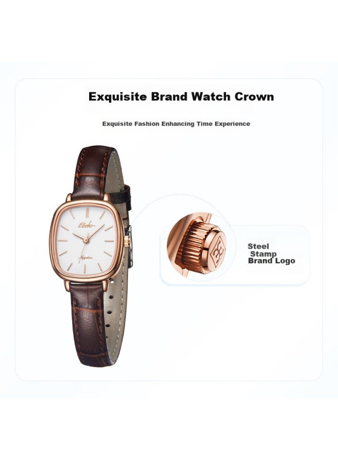 Ebohr (Ebohr) Women'S Watch, Kana Series Fashion Festival Birthday Gift White Dial Quartz Women'S Watch 51653446 For Girlfriend - Image 5