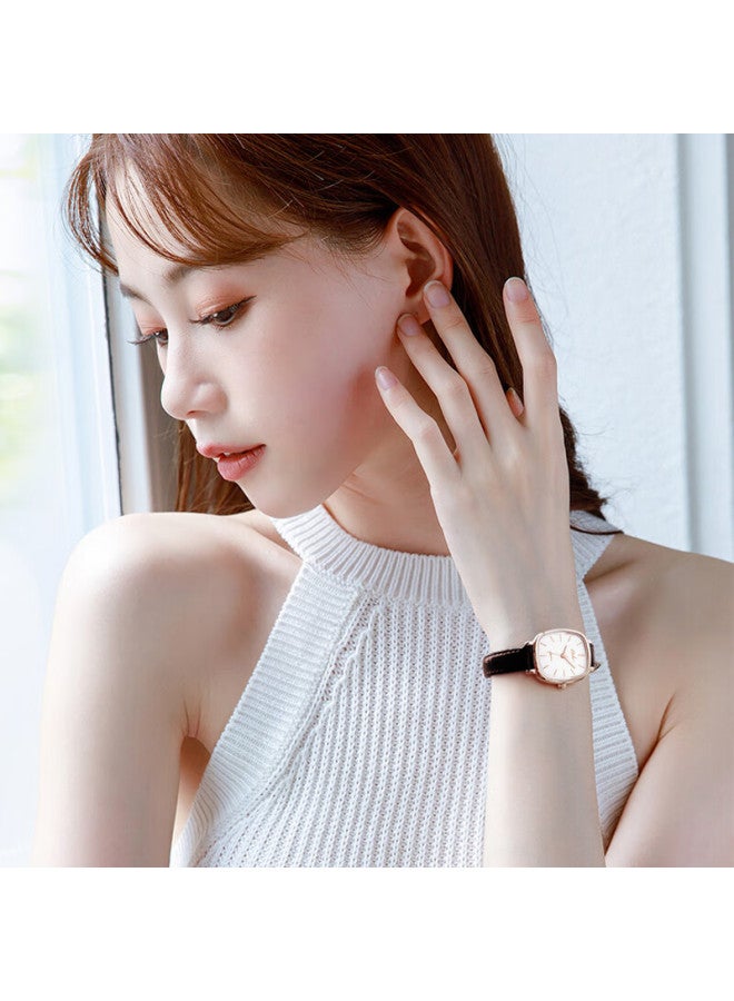 Ebohr (Ebohr) Women'S Watch, Kana Series Fashion Festival Birthday Gift White Dial Quartz Women'S Watch 51653446 For Girlfriend - Image 1