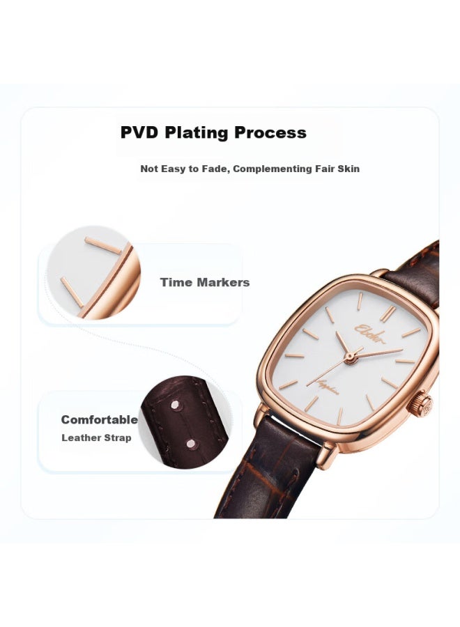 Ebohr (Ebohr) Women'S Watch, Kana Series Fashion Festival Birthday Gift White Dial Quartz Women'S Watch 51653446 For Girlfriend - Image 4