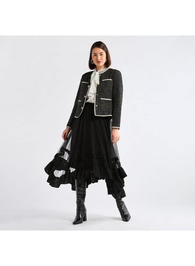 سبلاش فيڤ تنورة بتفاصيل كشكش وحوّاف غير مستويّة بارزة الملمس - Image 2