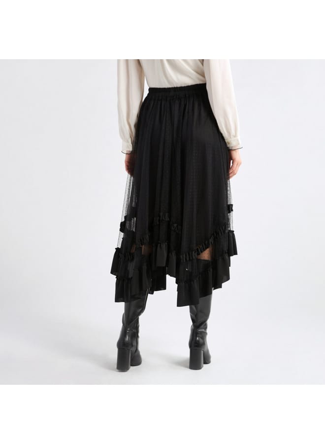 سبلاش فيڤ تنورة بتفاصيل كشكش وحوّاف غير مستويّة بارزة الملمس - Image 3