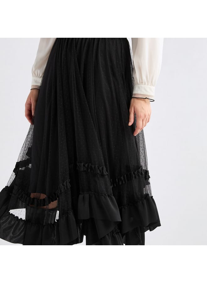 سبلاش فيڤ تنورة بتفاصيل كشكش وحوّاف غير مستويّة بارزة الملمس - Image 4